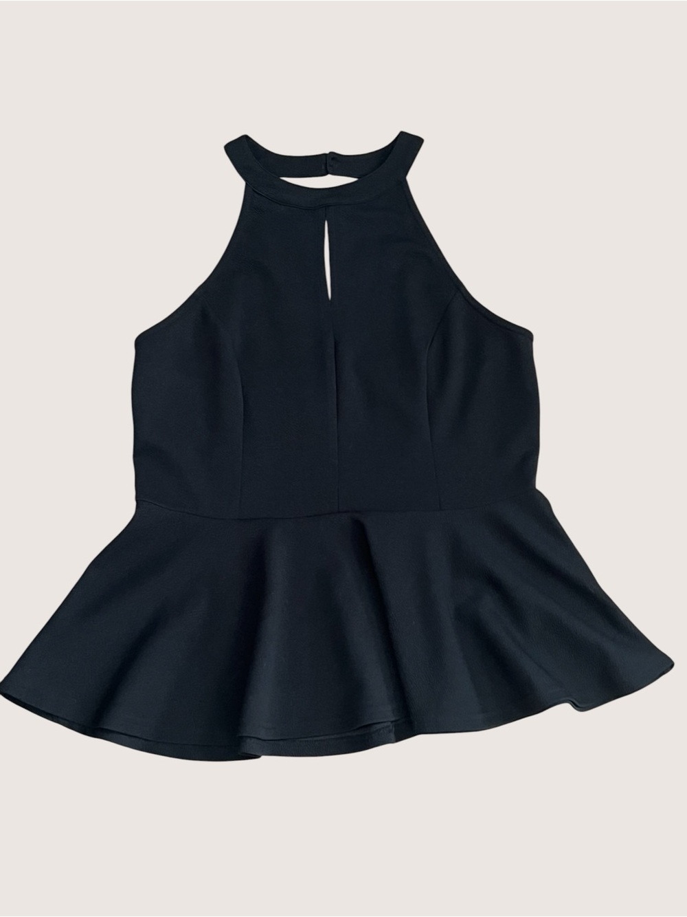 Black Halter Peplum Top